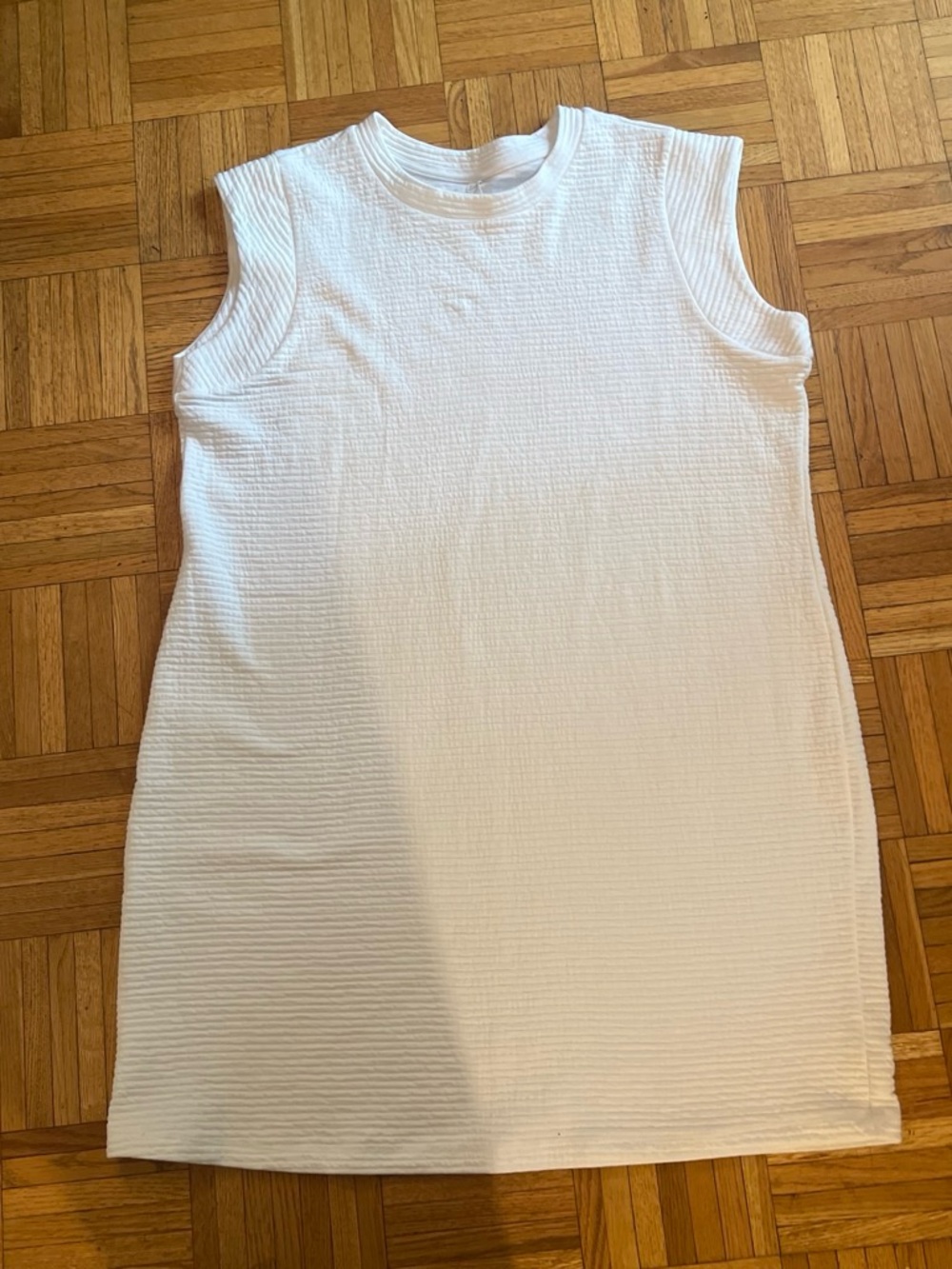 STYLUS White Sleeveless Textured Shift Dress